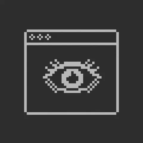 Pixel-art thumbnail for Gaze: a browser window with a watchful eye